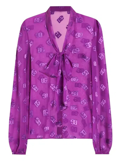 Dolce & Gabbana Dg Logo-jacquard Shirt In Purple
