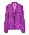 Dolce & Gabbana Chiffon Jacquard Shirt With Dg All-over Logo In Purple