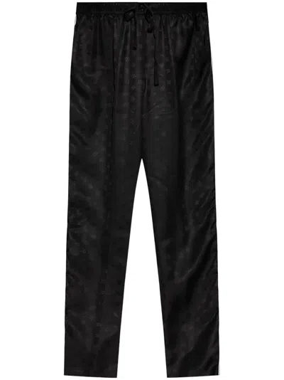 Dolce & Gabbana Dg Logo-jacquard Silk Trousers In Black