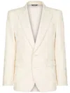 Dolce & Gabbana Logo-jacquard Single-breasted Blazer In Neutrals