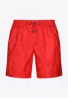 Dolce & Gabbana Red Nylon Drawstring Beachwear Shorts Swimwear In Red
