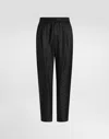 Dolce & Gabbana Silk Trousers With Monogram In Black