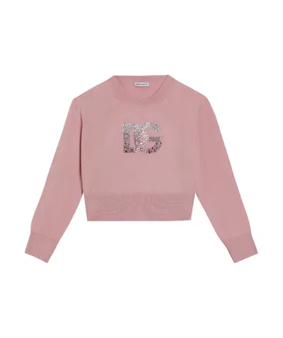 Dolce & Gabbana Dg Logo Jersey Pullover In Pink