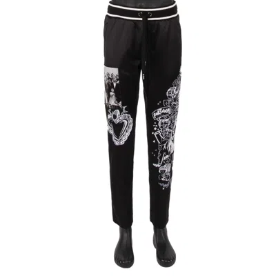 Pre-owned Dolce & Gabbana Dg Logo King Sicily Tradition Jogger Trousers White Black 52 L