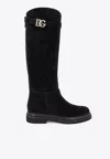 Dolce & Gabbana Logo-plaque Equestrian Boots In Black