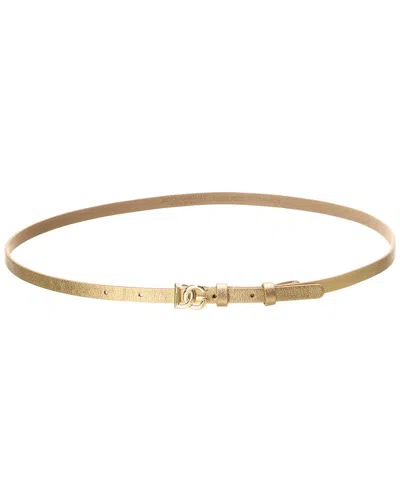 Dolce & Gabbana Dg Logo Leather Belt In Gold