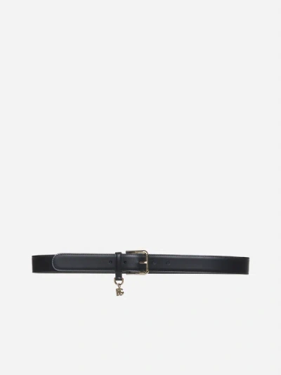 Dolce & Gabbana Dg Logo Leather Belt In Black