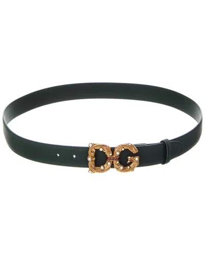 Dolce & Gabbana Dg Logo Leather Belt In Green