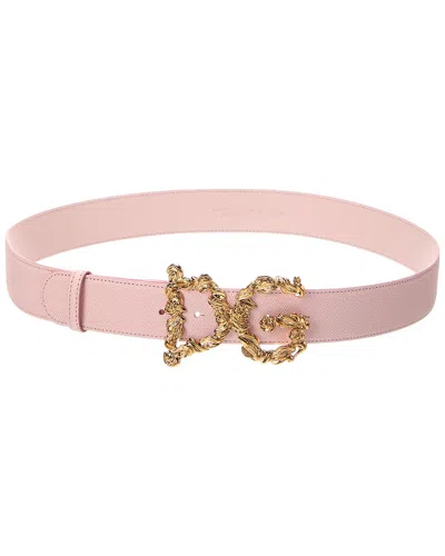 Dolce & Gabbana Dg Logo Leather Belt In Pink