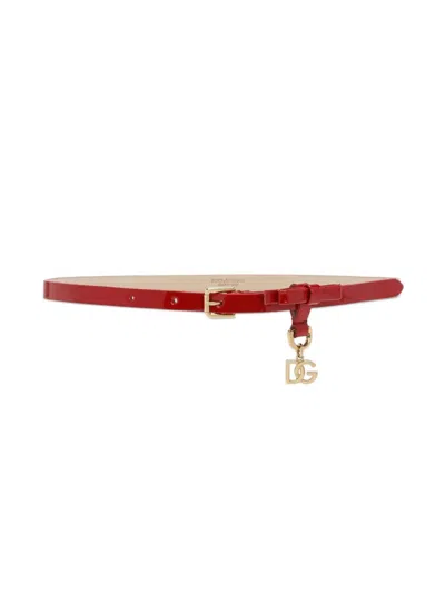 Dolce & Gabbana Kids' Dg-logo Leather Belt In Red