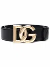 Dolce & Gabbana Women's Patent Leather Belt With Logo Buckle In Schwarz