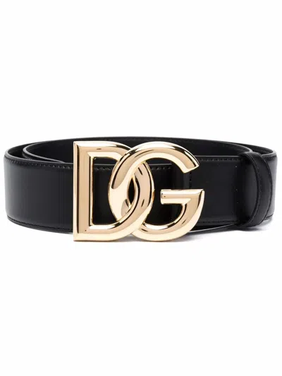 DOLCE & GABBANA DG LOGO LEATHER BELT