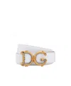 Dolce & Gabbana Dolce  Gabbana Baroque Logo Buckle Belt In White
