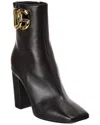 Dolce & Gabbana Dg Logo Leather Bootie In Black