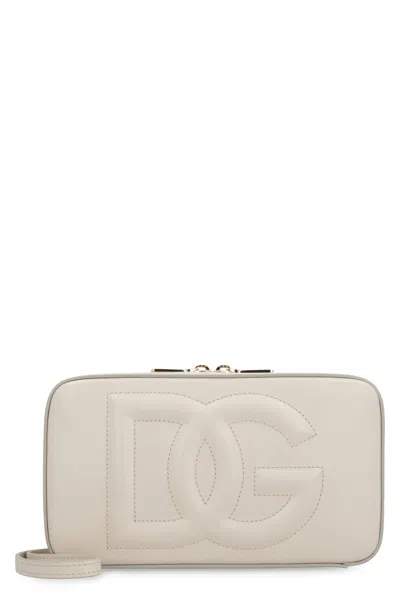 Dolce & Gabbana Dg Logo Leather Camera Bag In Ivory