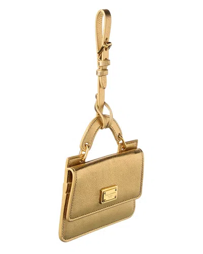 Dolce & Gabbana Dg Logo Leather Card Holder In Gold