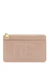Dolce & Gabbana Dg Logo Leather Card Holder In Pale Pink