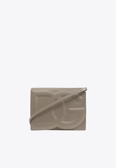 Dolce & Gabbana Dg Logo Leather Crossbody Bag In Beige