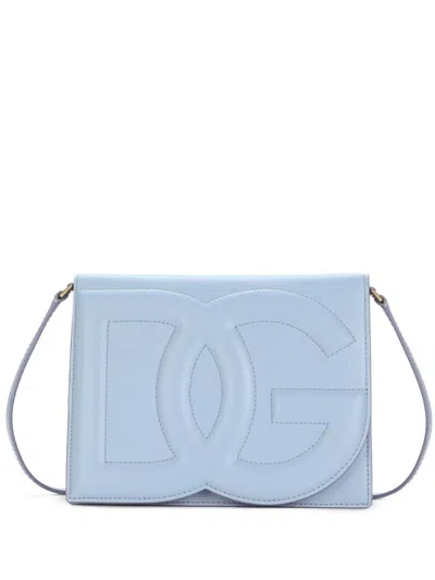 Dolce & Gabbana Logo Leather Crossbody Bag In Blue