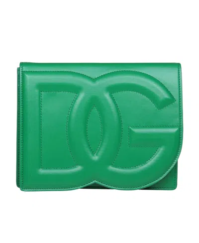 Dolce & Gabbana Dg Logo Leather Crossbody Bag In Green