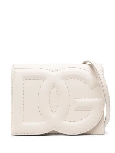 Dolce & Gabbana Dg Logo Leather Crossbody Bag In Sand