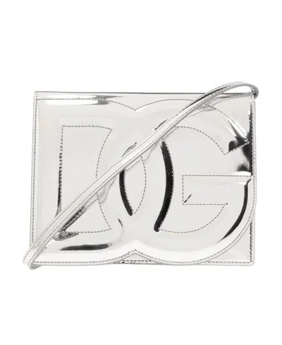 Dolce & Gabbana Dg Logo Leather Crossbody Bag In White