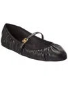 Dolce & Gabbana Black Ballerinas With Metallic Logo And Strap In Leather Woman