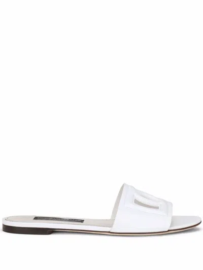 DOLCE & GABBANA Dolce & Gabbana Dg Logo Leather Flat Sandals
