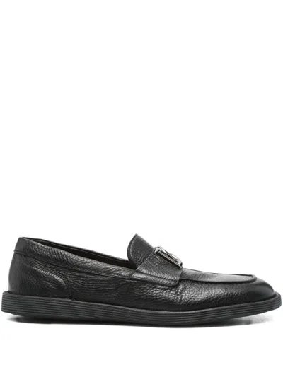 Dolce & Gabbana Dg Logo Leather Loafers In Black