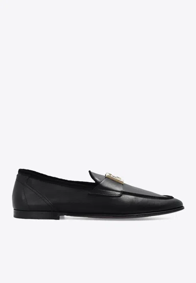 DOLCE & GABBANA DG LOGO LEATHER LOAFERS