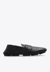 Dolce & Gabbana Leather Loafers With Round Toe And Textured Finish In Black