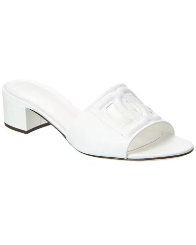 Dolce & Gabbana Dg Logo Leather Mule In White