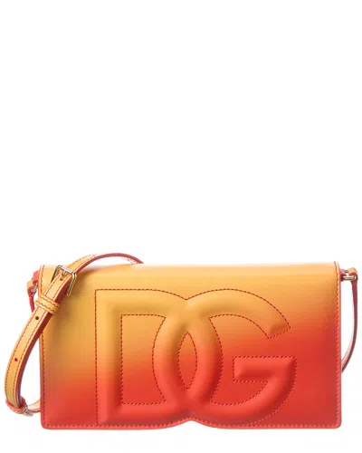 Dolce & Gabbana Dg Logo Leather Phone Bag In Orange