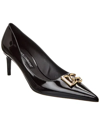 Dolce & Gabbana Dg Logo Leather Pump In Black