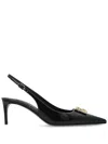 Dolce & Gabbana Leather Slingback Pumps With Logo