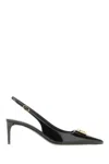 Dolce & Gabbana Black Leather Pointed Toe Slingback Heels In Black