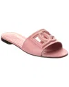 Dolce & Gabbana Women Pink Slide Sandals With Cut Out Logo In Leather Woman In Blue