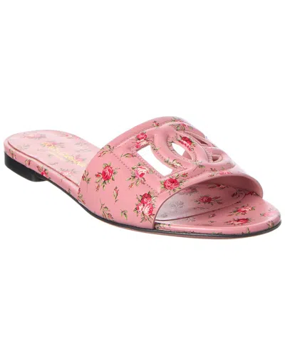 Dolce & Gabbana Dg Logo Leather Sandal In Purple