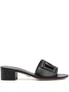 Dolce & Gabbana Women Dg Logo Leather Sandals In Black