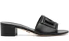 Dolce & Gabbana Women Dg Logo Leather Sandals In Black