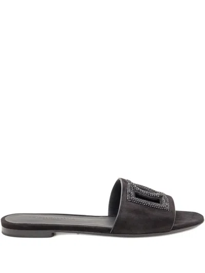 Dolce & Gabbana Dg Logo Leather Sandals In Animal Print