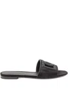 Dolce & Gabbana Dolce&gabbana Women Dg Logo Rubber Beachwear Sliders In Black