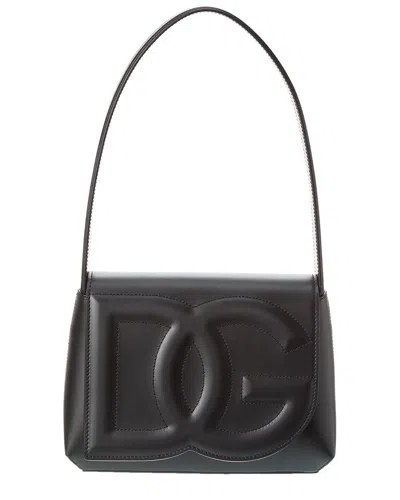 Dolce & Gabbana Dg Logo Leather Shoulder Bag In Black