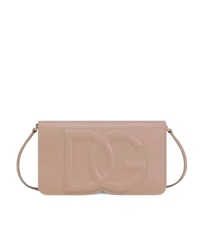 Dolce & Gabbana Dg-logo Leather Shoulder Bag In Nude