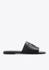 Dolce & Gabbana Black Sandals With Dg Logo Cut-out In Leather Man In Black