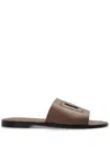 Dolce & Gabbana Dg Cut-out Detailed Slides In Brown