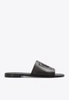 Dolce & Gabbana Black Sandals With Dg Logo Cut-out In Leather Man In Dark Brown