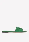 Dolce & Gabbana Calfskin Sliders With Dg Logo In Green