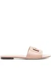 Dolce & Gabbana Piink Leather Millennials Flats In Pink