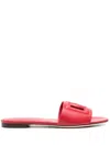 Dolce & Gabbana Dg Logo Leather Slides In Red